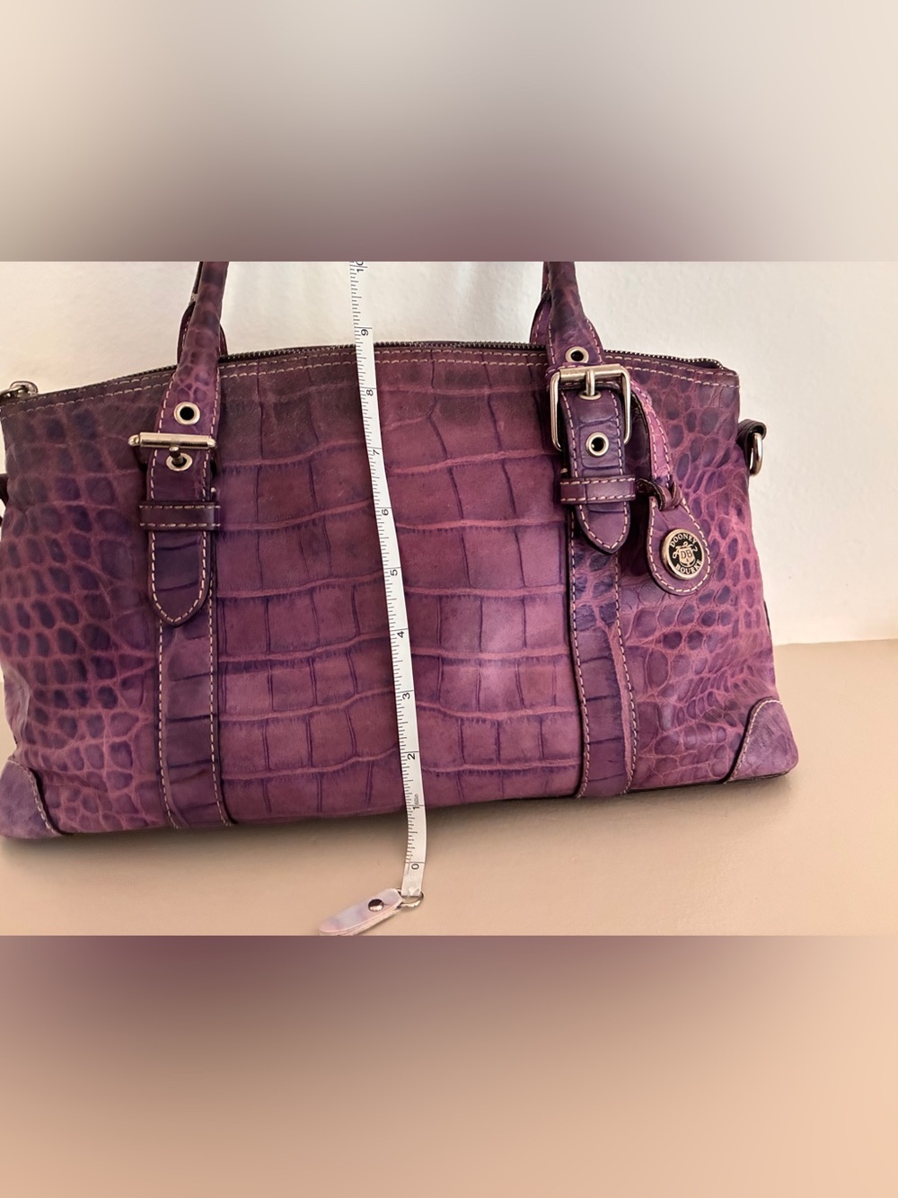 Dooney & Bourke Purple Embossed Croc Leather Satchel Shoulder Bag Y2K - Picture 16 of 16